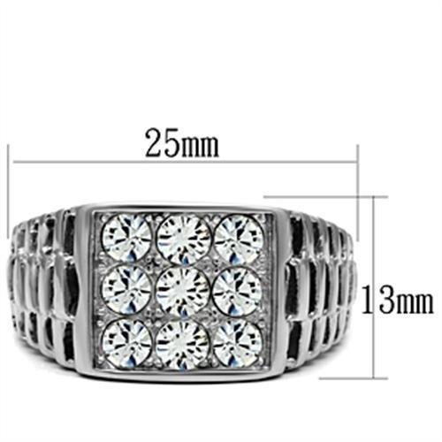TK360 - High polished (no plating) Stainless Steel Ring with Top Grade Crystal in Clear