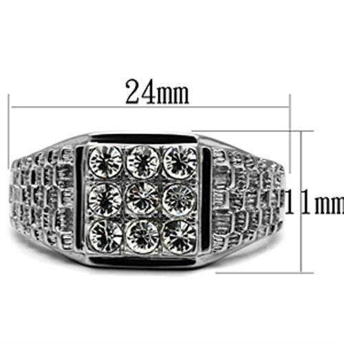 TK361 - High polished (no plating) Stainless Steel Ring with Top Grade Crystal in Clear