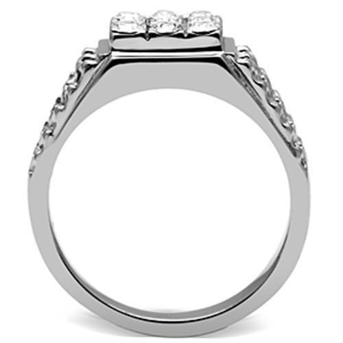 TK361 - High polished (no plating) Stainless Steel Ring with Top Grade Crystal in Clear