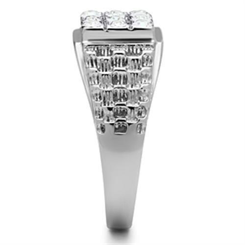 TK361 - High polished (no plating) Stainless Steel Ring with Top Grade Crystal in Clear