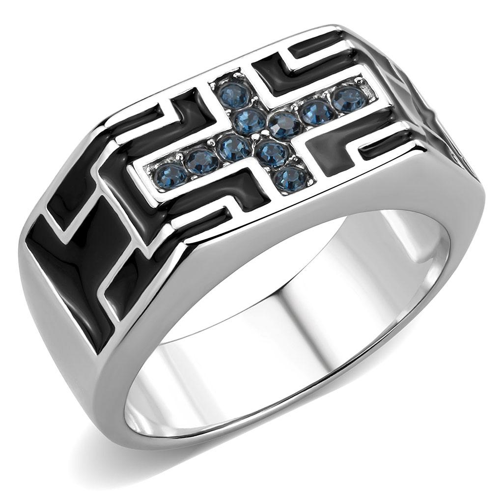 TK3623 - High polished (no plating) Stainless Steel Ring with Top Grade Crystal in Montana