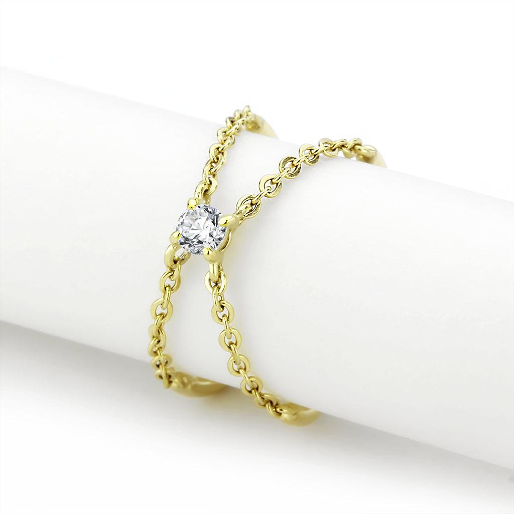 TK3627 - IP Gold(Ion Plating) Stainless Steel Ring with AAA Grade CZ in Clear