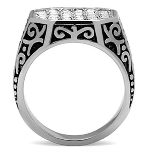TK362 - High polished (no plating) Stainless Steel Ring with Top Grade Crystal in Clear