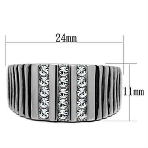 TK364 - High polished (no plating) Stainless Steel Ring with Top Grade Crystal in Clear