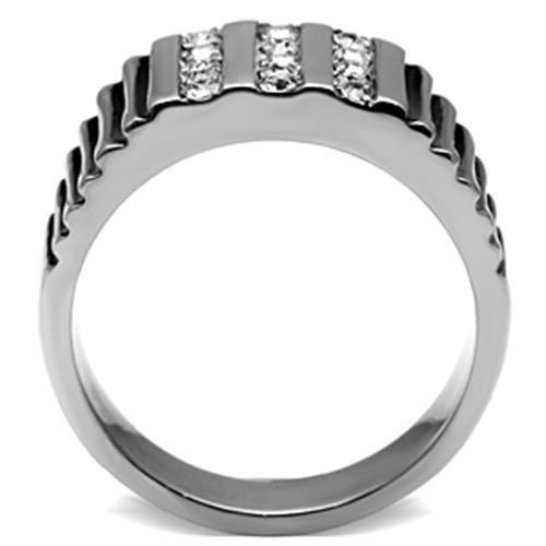 TK364 - High polished (no plating) Stainless Steel Ring with Top Grade Crystal in Clear