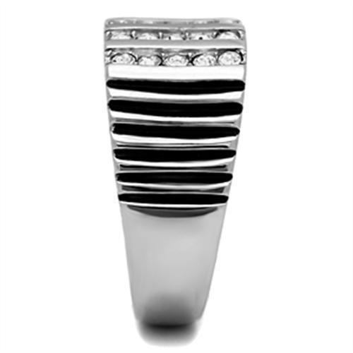 TK364 - High polished (no plating) Stainless Steel Ring with Top Grade Crystal in Clear