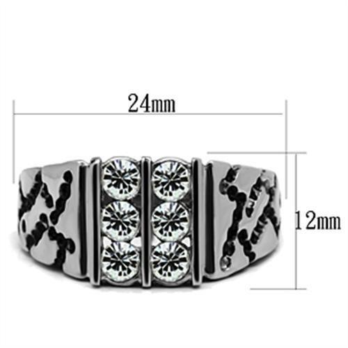 TK365 - High polished (no plating) Stainless Steel Ring with Top Grade Crystal in Clear