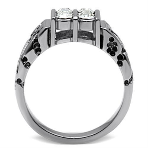 TK365 - High polished (no plating) Stainless Steel Ring with Top Grade Crystal in Clear