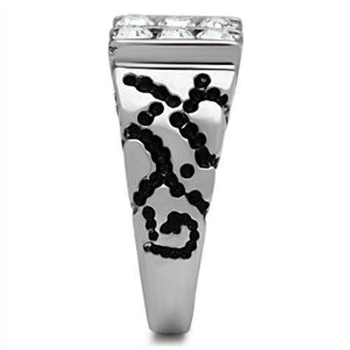 TK365 - High polished (no plating) Stainless Steel Ring with Top Grade Crystal in Clear