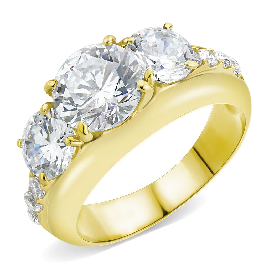 TK3669 - IP Gold(Ion Plating) Stainless Steel Ring with AAA Grade CZ in Clear