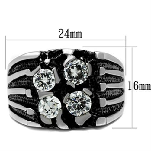 TK366 - High polished (no plating) Stainless Steel Ring with AAA Grade CZ in Clear