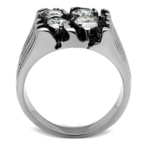 TK366 - High polished (no plating) Stainless Steel Ring with AAA Grade CZ in Clear