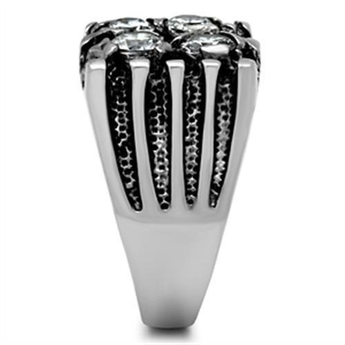 TK366 - High polished (no plating) Stainless Steel Ring with AAA Grade CZ in Clear