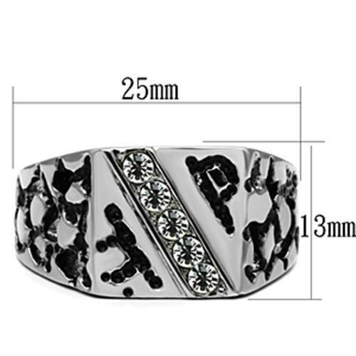 TK367 - High polished (no plating) Stainless Steel Ring with Top Grade Crystal in Clear