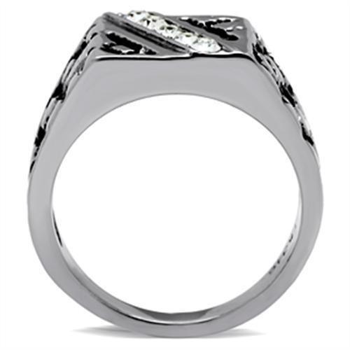 TK367 - High polished (no plating) Stainless Steel Ring with Top Grade Crystal in Clear