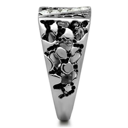 TK367 - High polished (no plating) Stainless Steel Ring with Top Grade Crystal in Clear