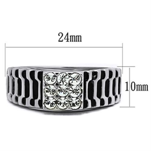 TK368 - High polished (no plating) Stainless Steel Ring with Top Grade Crystal in Clear