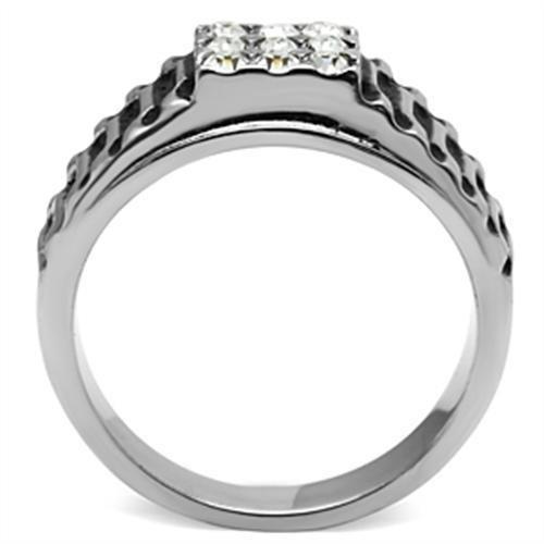 TK368 - High polished (no plating) Stainless Steel Ring with Top Grade Crystal in Clear