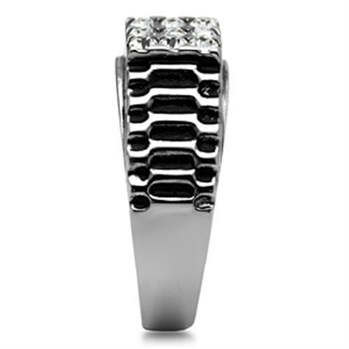 TK368 - High polished (no plating) Stainless Steel Ring with Top Grade Crystal in Clear