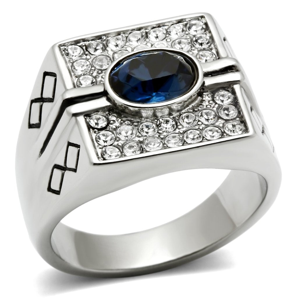 TK369 - High polished (no plating) Stainless Steel Ring with Top Grade Crystal in Montana