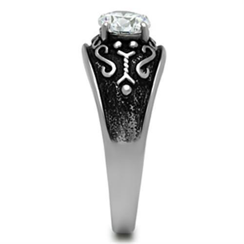 TK373 - High polished (no plating) Stainless Steel Ring with AAA Grade CZ in Clear