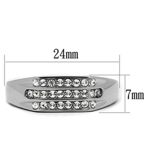 TK375 - High polished (no plating) Stainless Steel Ring with Top Grade Crystal in Clear
