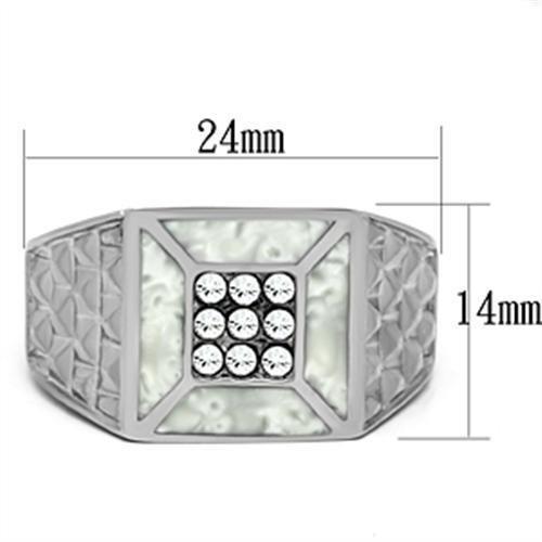 TK385 - High polished (no plating) Stainless Steel Ring with Top Grade Crystal in Clear