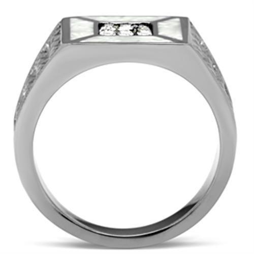 TK385 - High polished (no plating) Stainless Steel Ring with Top Grade Crystal in Clear