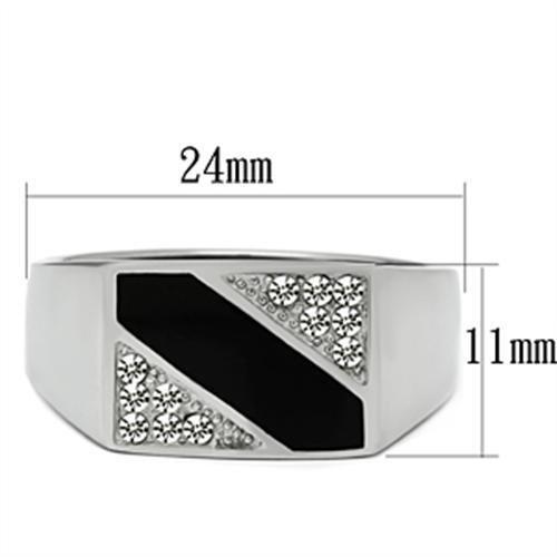 TK387 - High polished (no plating) Stainless Steel Ring with Top Grade Crystal in Clear