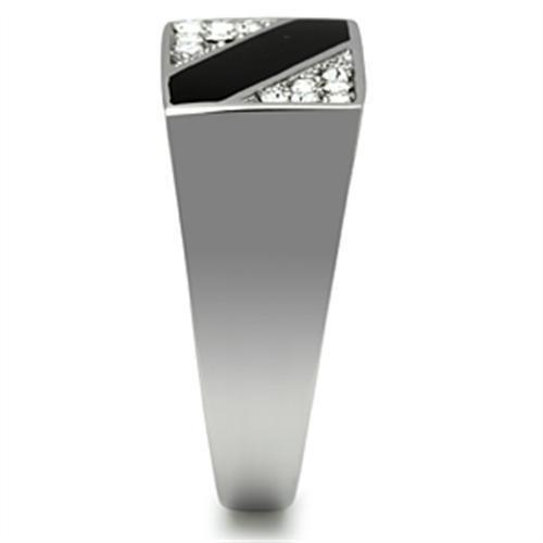 TK387 - High polished (no plating) Stainless Steel Ring with Top Grade Crystal in Clear
