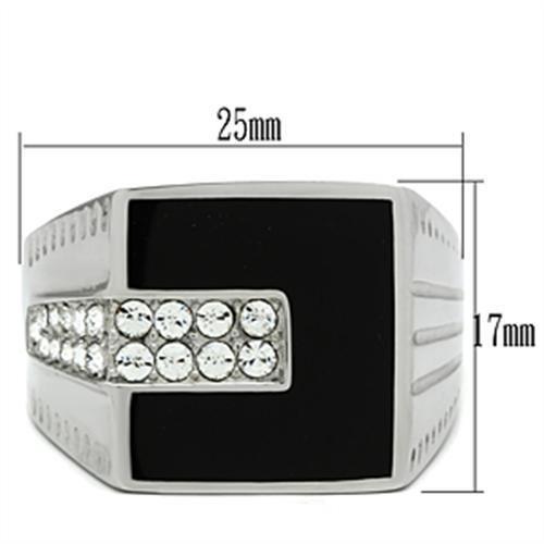 TK388 - High polished (no plating) Stainless Steel Ring with Top Grade Crystal in Clear