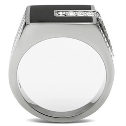 TK388 - High polished (no plating) Stainless Steel Ring with Top Grade Crystal in Clear
