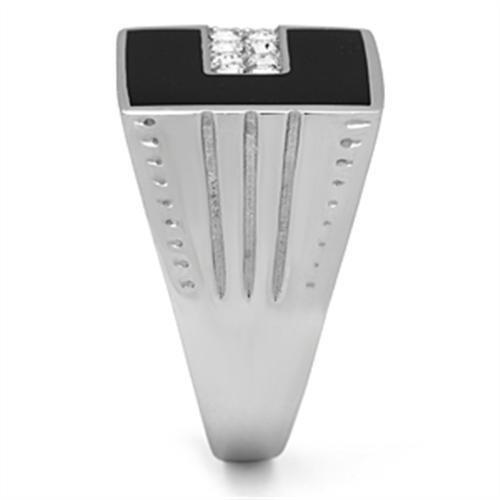 TK388 - High polished (no plating) Stainless Steel Ring with Top Grade Crystal in Clear