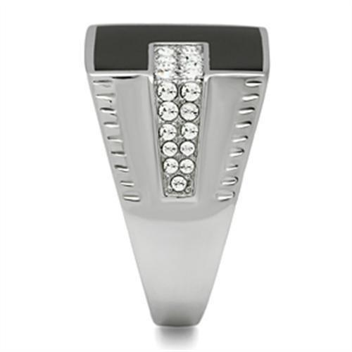 TK388 - High polished (no plating) Stainless Steel Ring with Top Grade Crystal in Clear