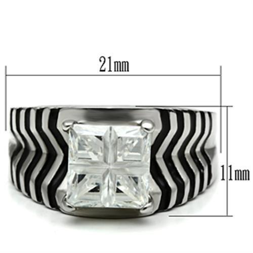 TK393 - High polished (no plating) Stainless Steel Ring with AAA Grade CZ in Clear