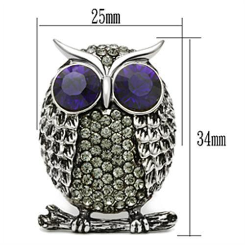 TK399 - High polished (no plating) Stainless Steel Ring with Top Grade Crystal in Amethyst