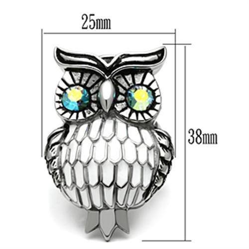 TK400 - High polished (no plating) Stainless Steel Ring with Top Grade Crystal in Sea Blue