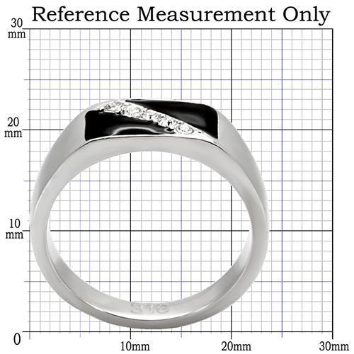 TK414701 - High polished (no plating) Stainless Steel Ring with Top Grade Crystal in Clear