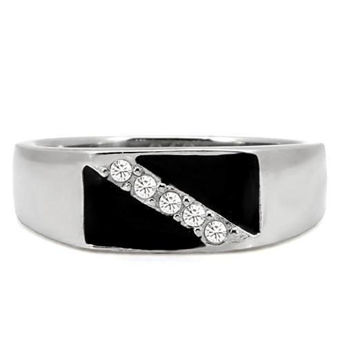 TK414701 - High polished (no plating) Stainless Steel Ring with Top Grade Crystal in Clear