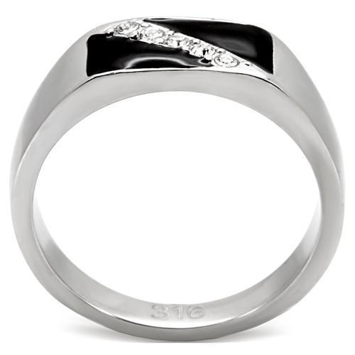 TK414701 - High polished (no plating) Stainless Steel Ring with Top Grade Crystal in Clear