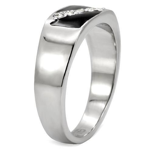 TK414701 - High polished (no plating) Stainless Steel Ring with Top Grade Crystal in Clear