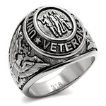 TK414704 - High polished (no plating) Stainless Steel Ring with Epoxy in Jet