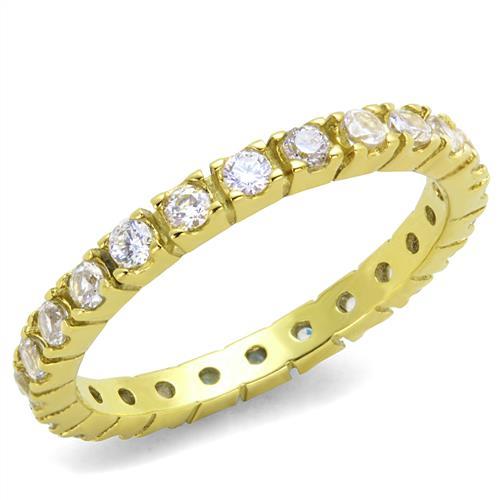 TK45202G - IP Gold(Ion Plating) Stainless Steel Ring with AAA Grade CZ in Clear