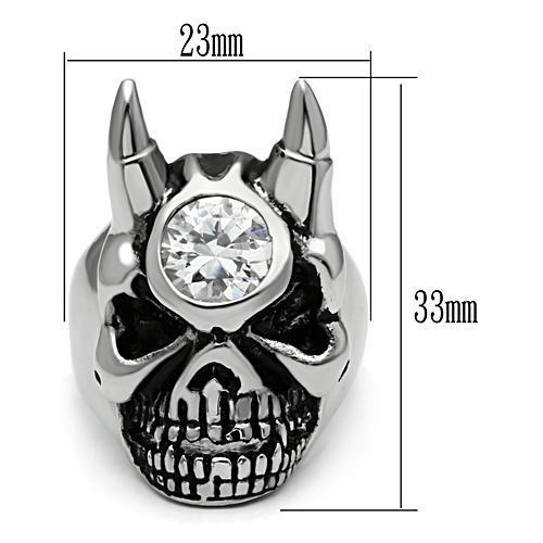 TK465 - High polished (no plating) Stainless Steel Ring with AAA Grade CZ in Clear