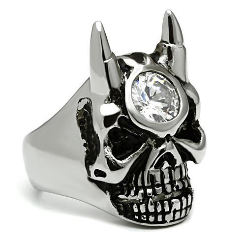 TK465 - High polished (no plating) Stainless Steel Ring with AAA Grade CZ in Clear