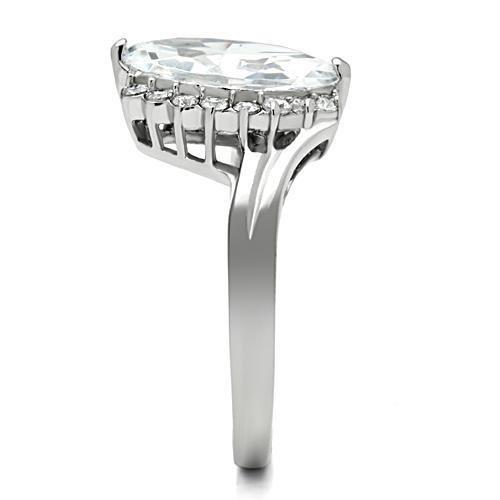 TK475 - High polished (no plating) Stainless Steel Ring with AAA Grade CZ in Clear