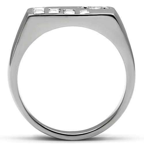 TK481 - High polished (no plating) Stainless Steel Ring with AAA Grade CZ in Clear