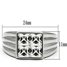 TK489 - High polished (no plating) Stainless Steel Ring with Top Grade Crystal  in Clear