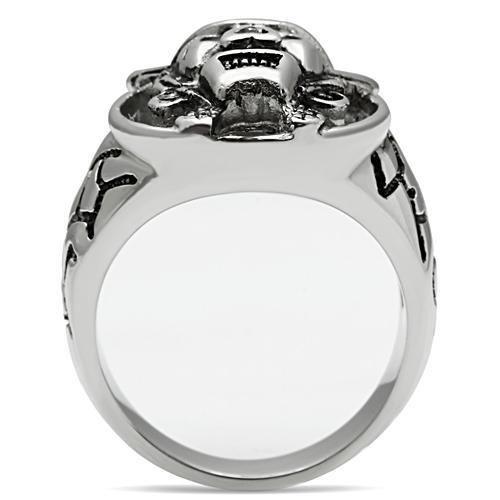 TK502 - High polished (no plating) Stainless Steel Ring with Top Grade Crystal in Jet