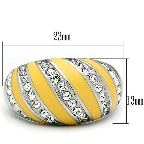 TK506 - High polished (no plating) Stainless Steel Ring with Top Grade Crystal in Clear